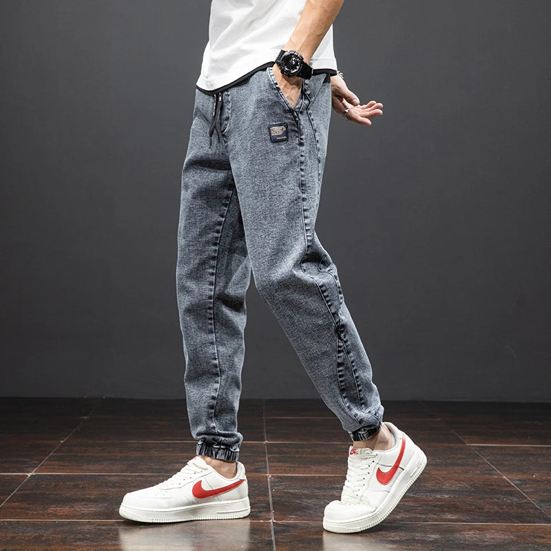 Men’s Cargo Jeans – Streetwear Baggy Denim Jogger Pants, Harem Trousers Plus Size