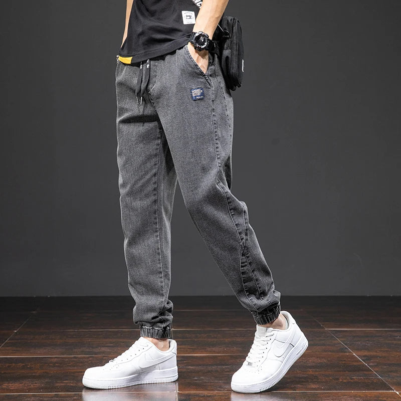 Men’s Cargo Jeans – Streetwear Baggy Denim Jogger Pants, Harem Trousers Plus Size
