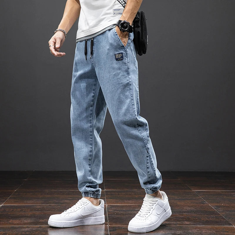 Men’s Cargo Jeans – Streetwear Baggy Denim Jogger Pants, Harem Trousers Plus Size