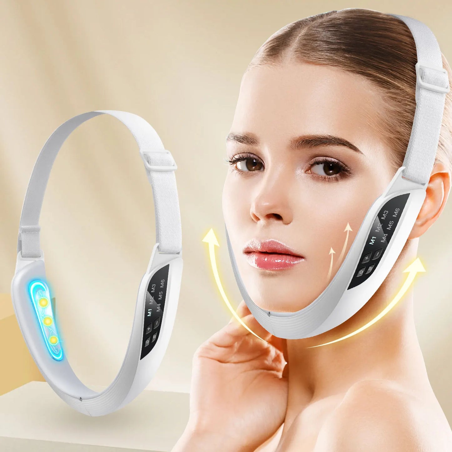 Electric V-Shaped Face Lifting Device – 6 Modes, 8 Levels EMS Microcurrent Facial Massager for Double Chin Removal & Skin Firming