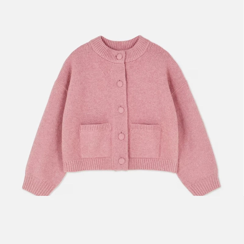 Casual Solid Knitted Sweater Women Street Single Breasted O-neck Full Sleeve Loose Open Stitch Female 2025 Autumn Lady Outwears