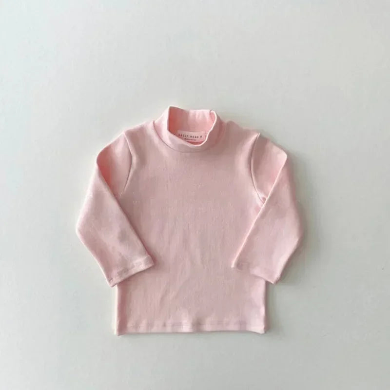 Spring Autumn Children's soft Long-Sleeve Basic Shirts Baby Kids Clothes New Girls Top Tees Girls Print Turtleneck T-Shirt