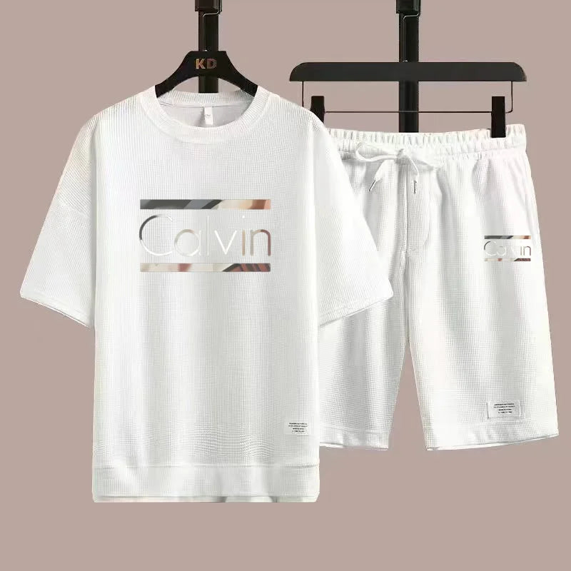 2025 new casual sportswear for men summer two-piece clothing short-sleeved round neck and shorts two fashionable clothes
