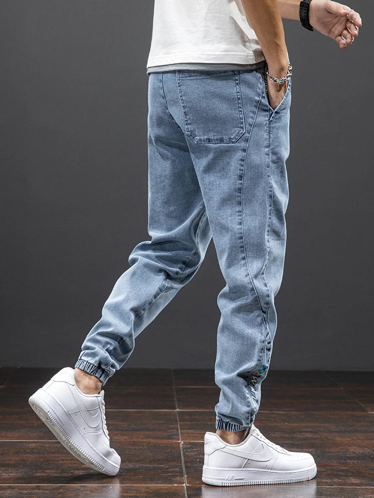 Men’s Cargo Jeans – Streetwear Baggy Denim Jogger Pants, Harem Trousers Plus Size