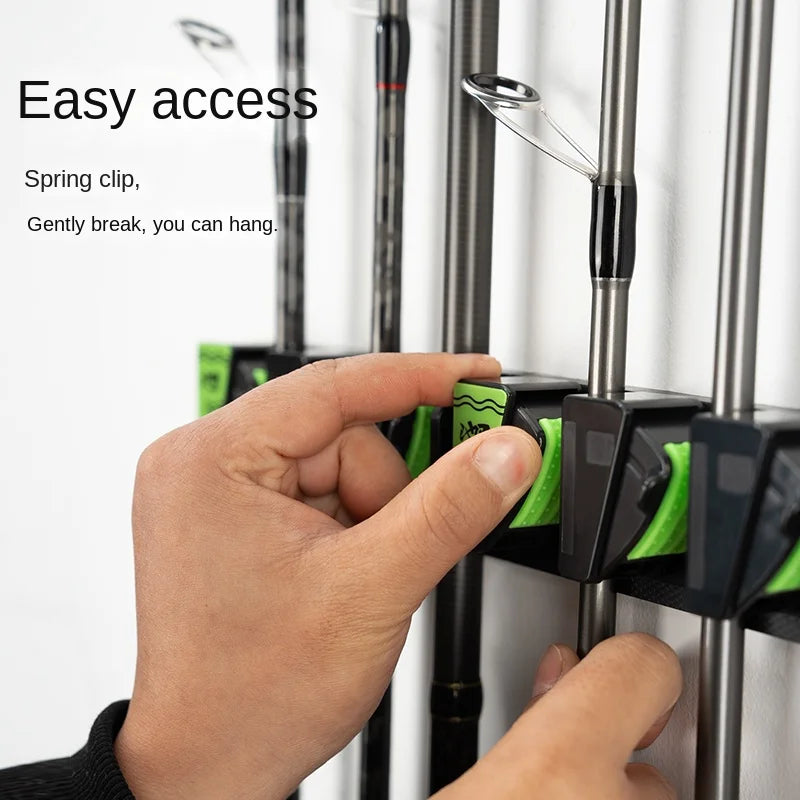 LINNHUE Wall Mounted and 3M Adhesive Fishing Rod Holders Vertical Fishing Rod Display Rack 3-hole can splicing