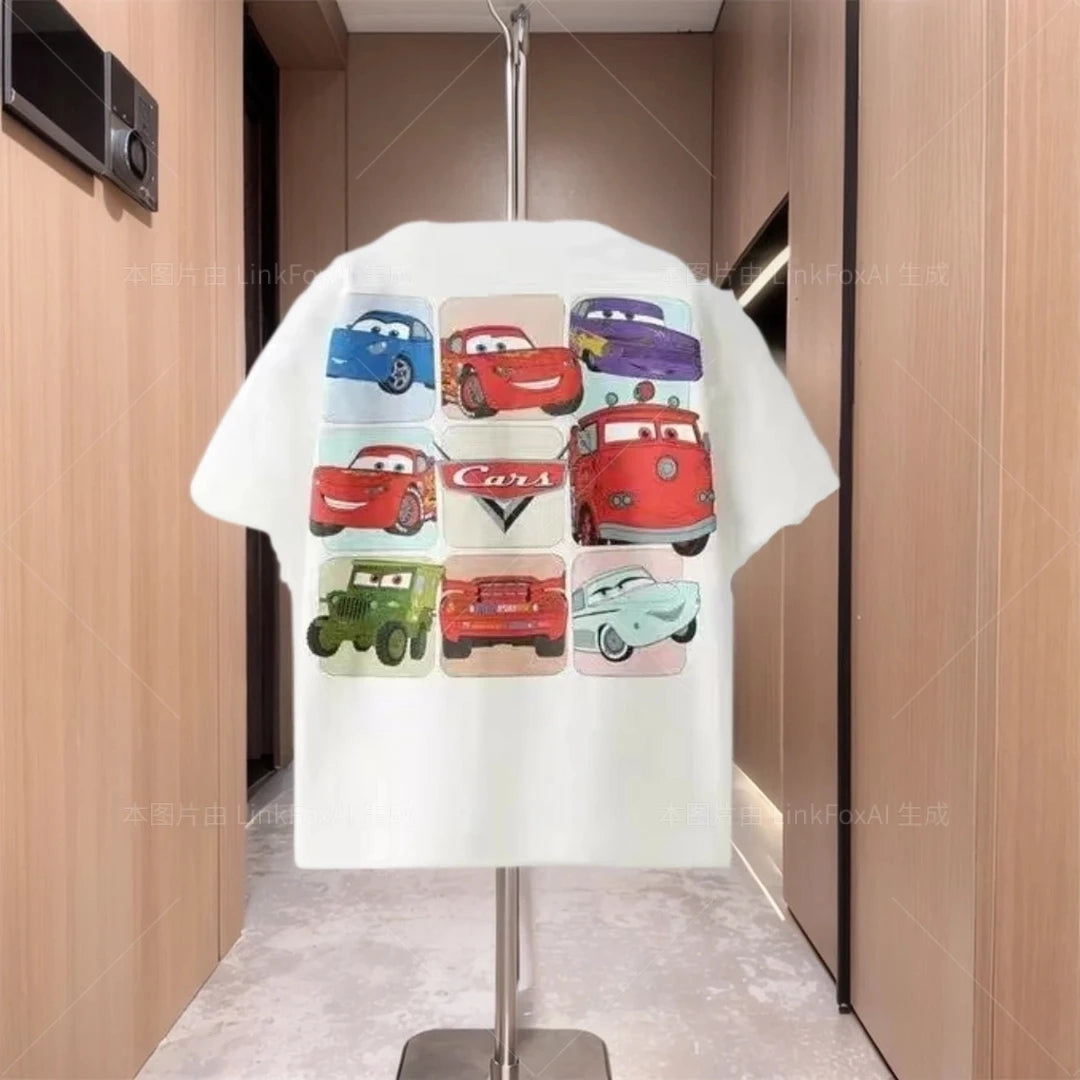 Disney Clothes Summer New Short Sleeve Tops Boys Cartoon Print Crewneck Base Shirt Children Fashion Wear Thin All-match Tees