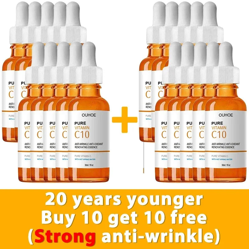 Vitamin C Face Serum – Anti-Aging Essence for Wrinkle Removal, Skin Firming, Fine Line Fading, Brightening & Nourishing Care