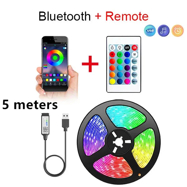 Bluetooth LED Strip Lights – Smart 5050 SMD RGB Light Strip with APP & Remote Control, Flexible Tape for TV, Gaming Room & Home Decor