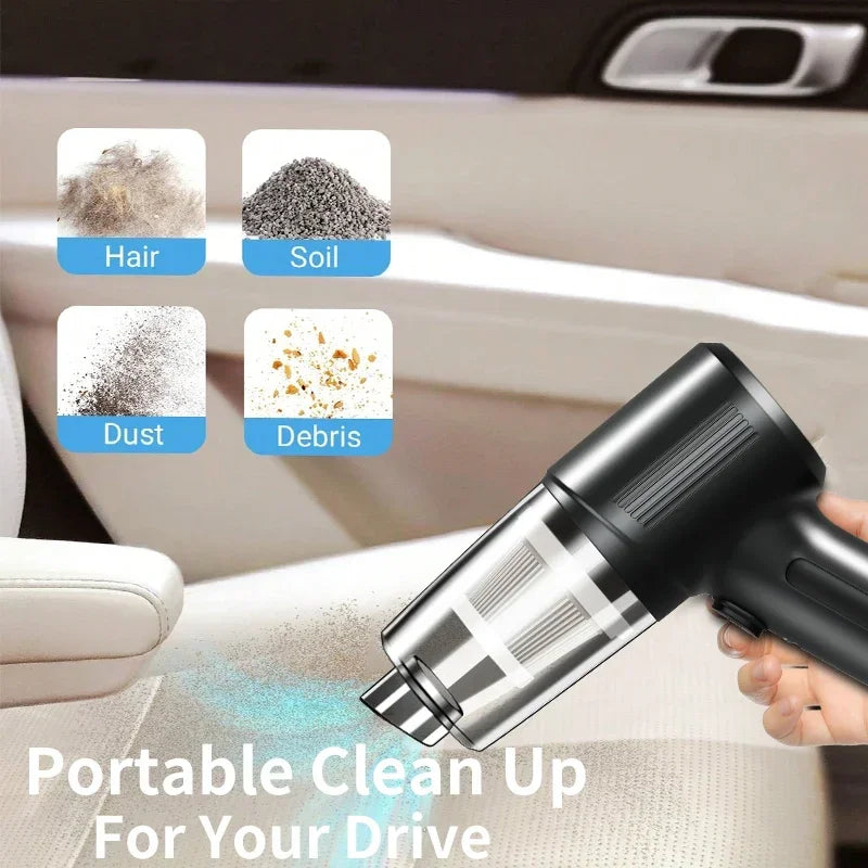 4-in-1 Car Vacuum Cleaner – High Power 9800000PA Wireless Handheld Vacuum with Suction & Blowing, Double-Use Mini Cleaner for Vehicles
