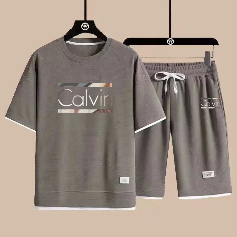 2025 new casual sportswear for men summer two-piece clothing short-sleeved round neck and shorts two fashionable clothes