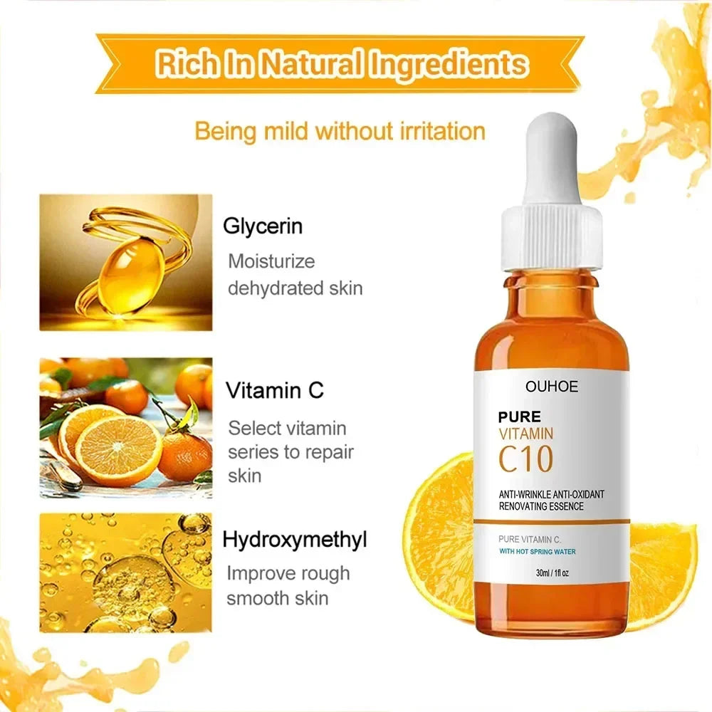 Vitamin C Face Serum – Anti-Aging Essence for Wrinkle Removal, Skin Firming, Fine Line Fading, Brightening & Nourishing Care