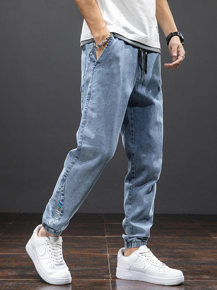 Men’s Cargo Jeans – Streetwear Baggy Denim Jogger Pants, Harem Trousers Plus Size