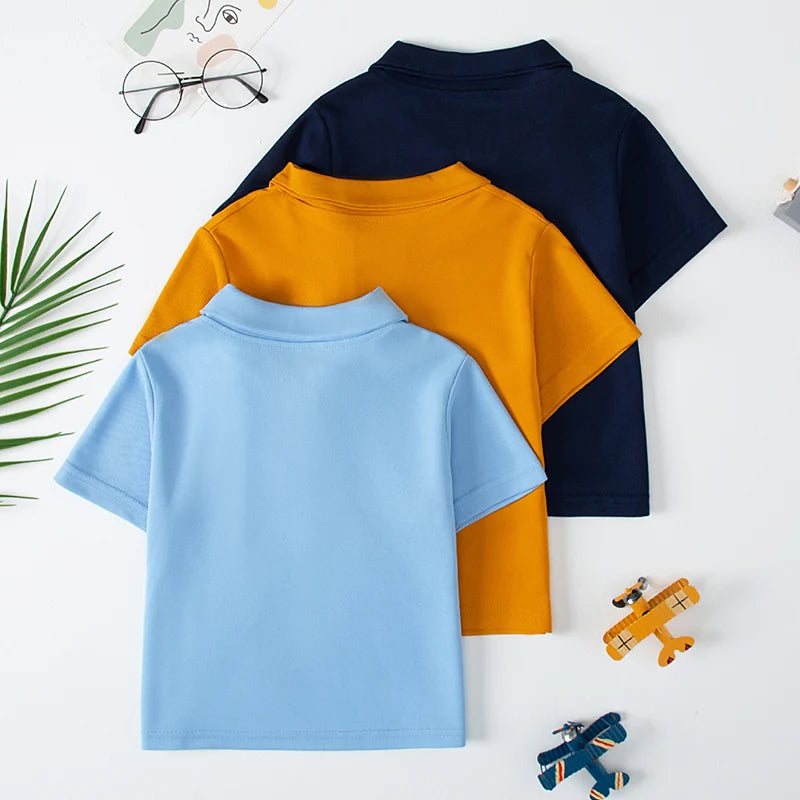 1/2/3 Pcs Children's Solid Color POLO Shirt Boy Handsome Fashion Sports T-shirt Girl Lapel Casual And Comfortable Short Sleeves
