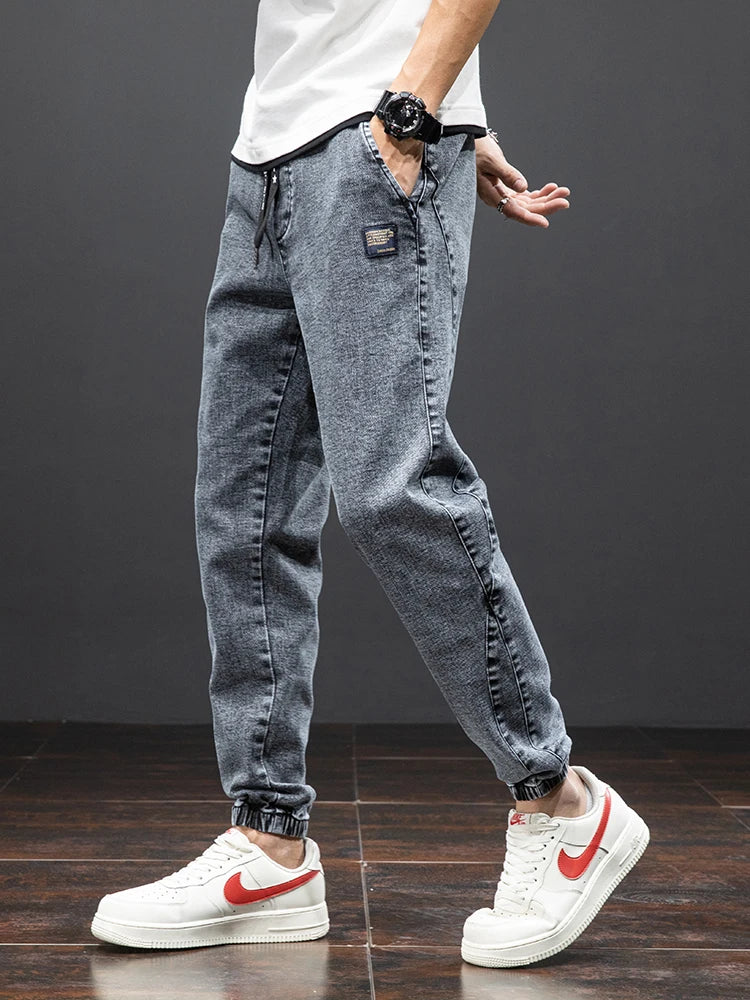 Men’s Cargo Jeans – Streetwear Baggy Denim Jogger Pants, Harem Trousers Plus Size