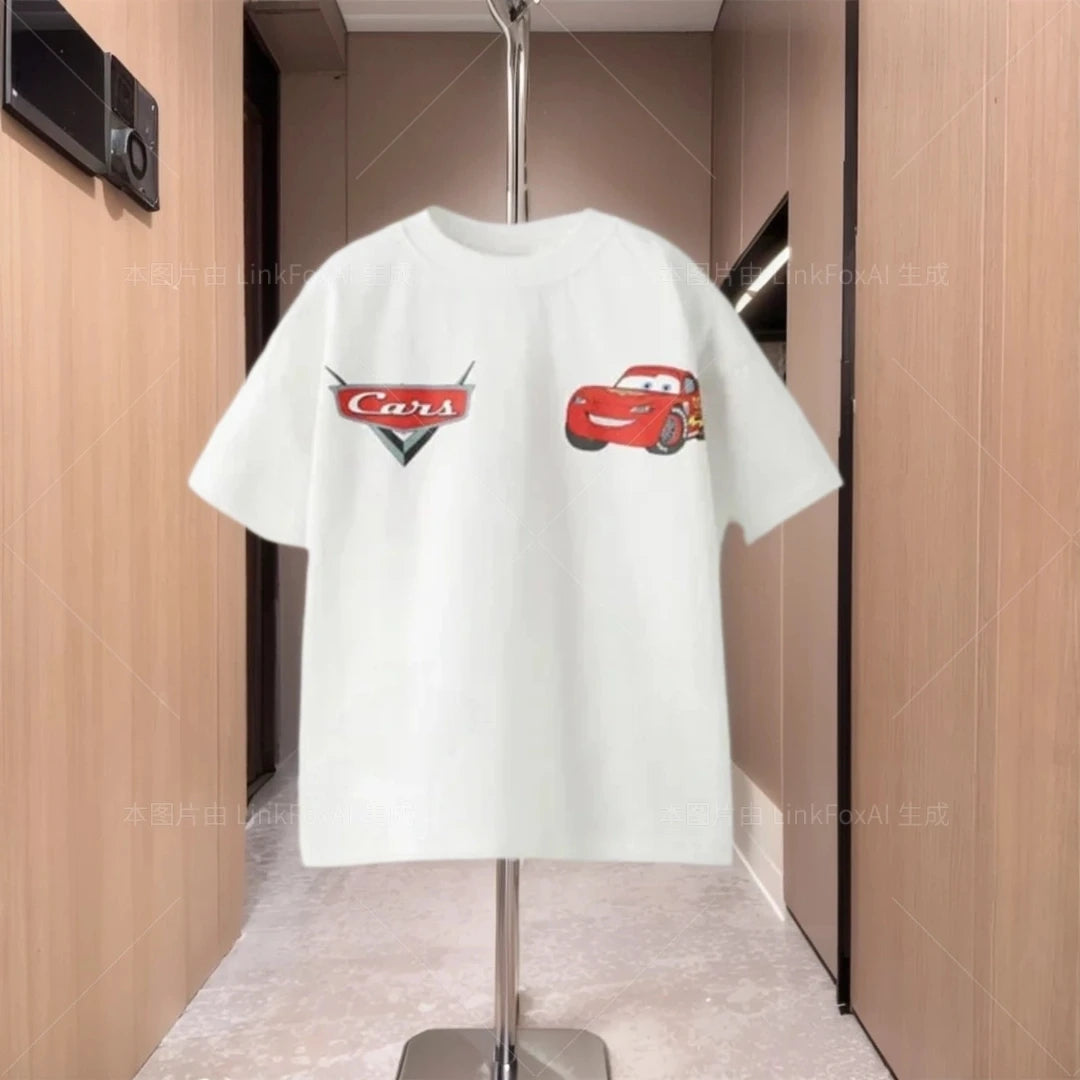Disney Clothes Summer New Short Sleeve Tops Boys Cartoon Print Crewneck Base Shirt Children Fashion Wear Thin All-match Tees