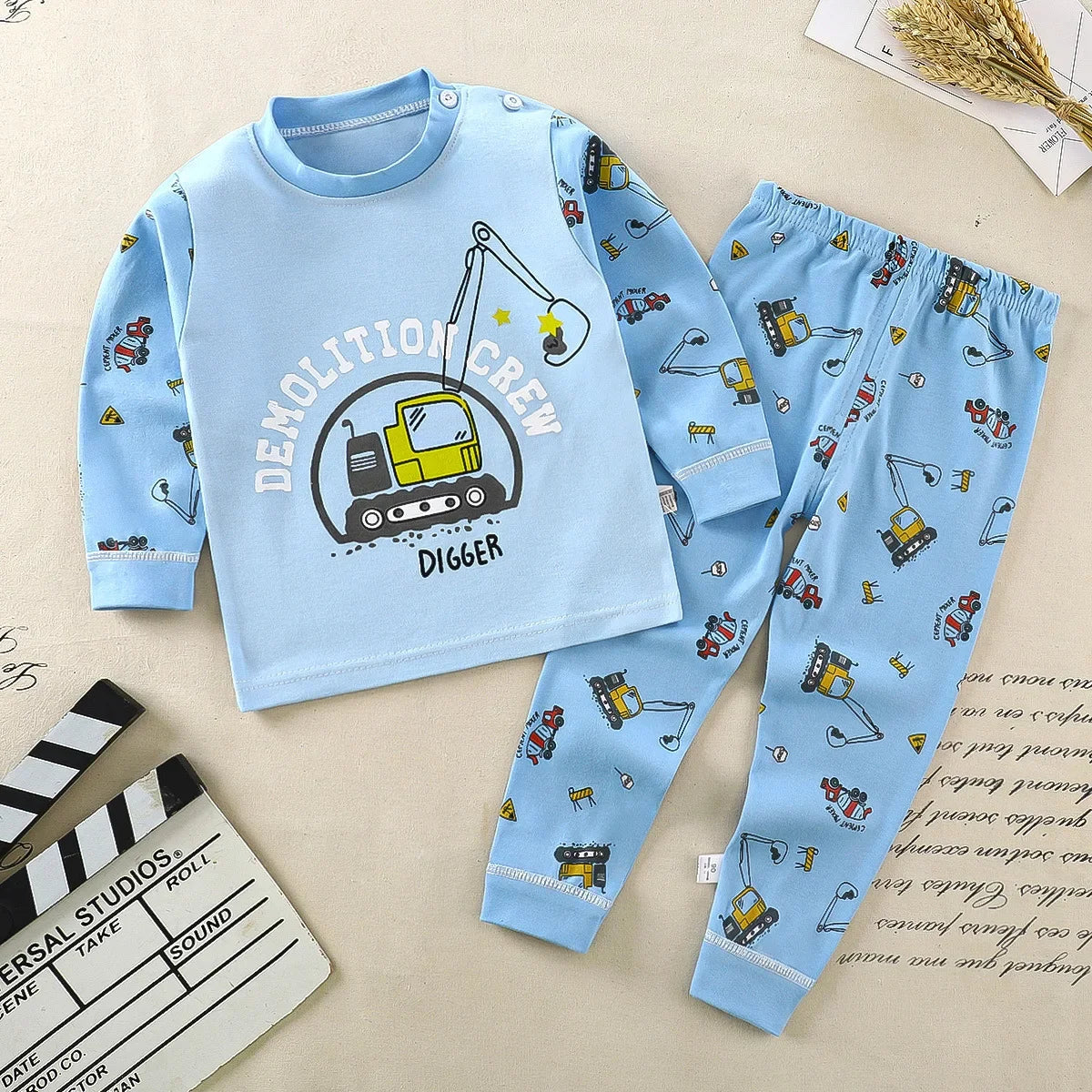 Kids Cotton Clothing Set Autumn Winter Pajamas Pants + Top Sleepwear for Boys Girls Christmas Gift
