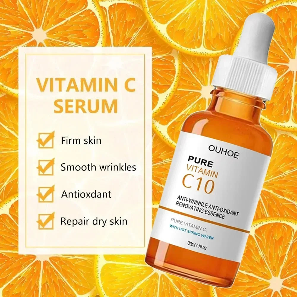 Vitamin C Face Serum – Anti-Aging Essence for Wrinkle Removal, Skin Firming, Fine Line Fading, Brightening & Nourishing Care