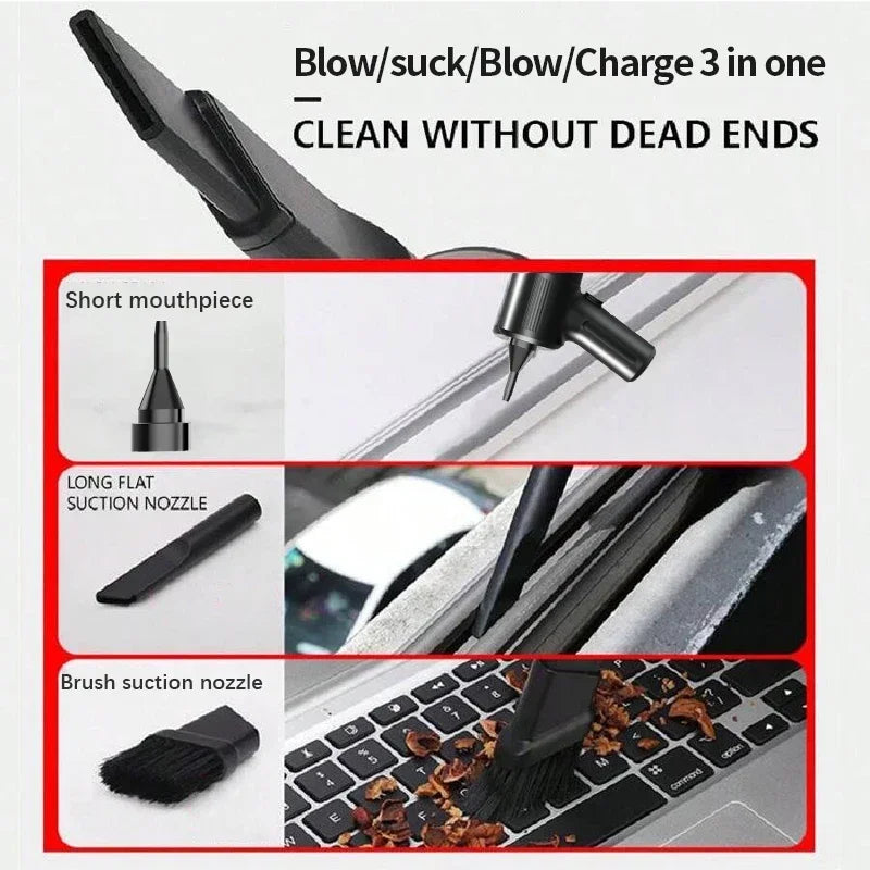 4-in-1 Car Vacuum Cleaner – High Power 9800000PA Wireless Handheld Vacuum with Suction & Blowing, Double-Use Mini Cleaner for Vehicles