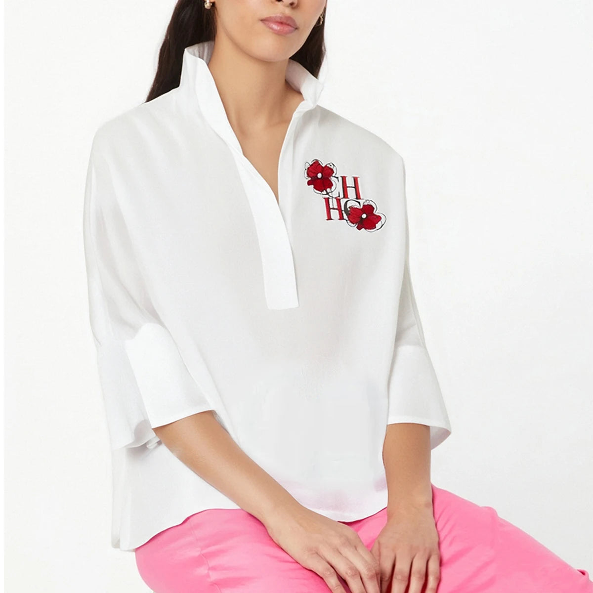 Women’s White Cotton T-Shirt 2025 | 3/4 Sleeve Simple Casual Top