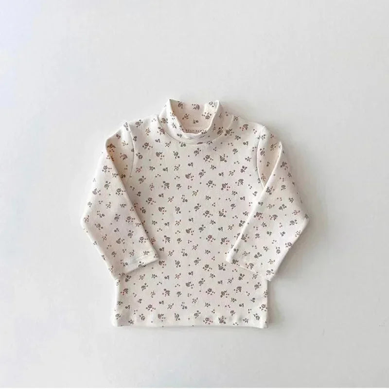 Spring Autumn Children's soft Long-Sleeve Basic Shirts Baby Kids Clothes New Girls Top Tees Girls Print Turtleneck T-Shirt