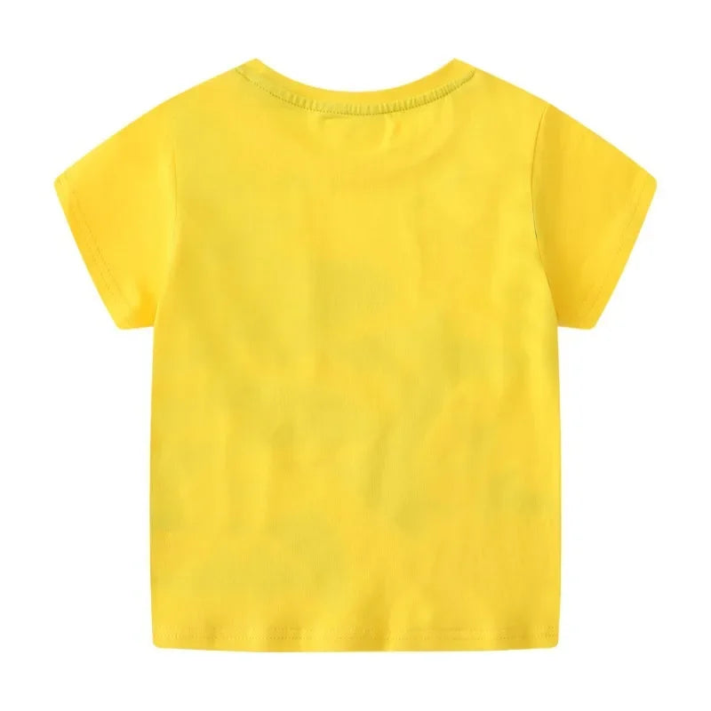 2-7 Years Kids Glow in Dark Cartoon Shark Dinosaur T-Shirt 100% Cotton Baby Boys Summer Short Sleeve Tee Tops