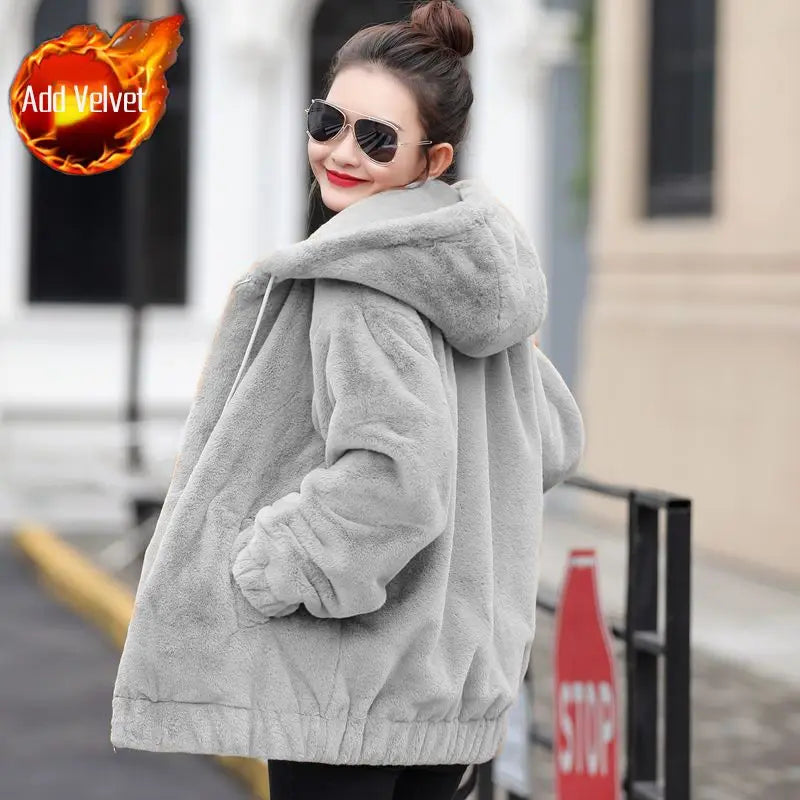 Flannel Woman Hooded Tops with Zipper 2000s Casual Cotton Youthful Clothes Sweat-shirt Full Zip Up Hoodies Sweatshirt for Women