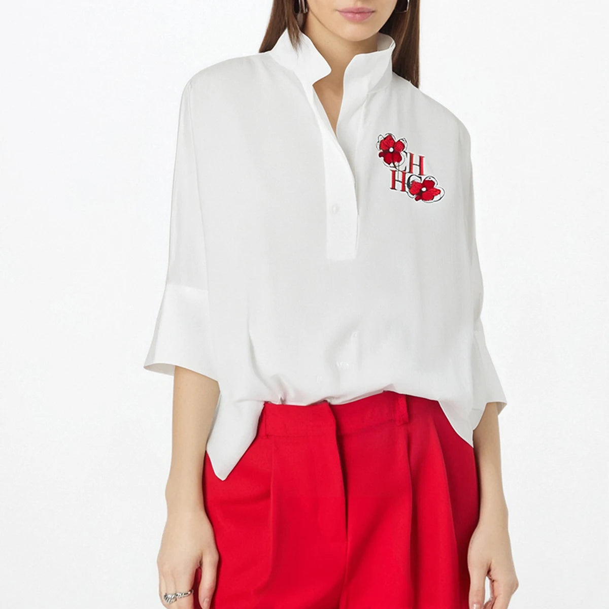 Women’s White Cotton T-Shirt 2025 | 3/4 Sleeve Simple Casual Top
