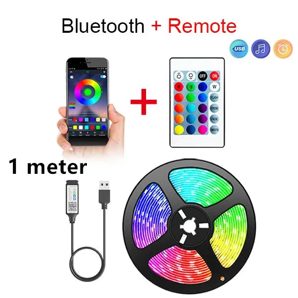 Bluetooth LED Strip Lights – Smart 5050 SMD RGB Light Strip with APP & Remote Control, Flexible Tape for TV, Gaming Room & Home Decor