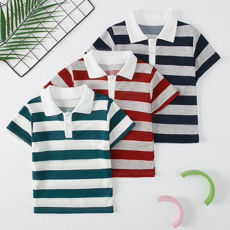 1/2/3 Pcs Children's Solid Color POLO Shirt Boy Handsome Fashion Sports T-shirt Girl Lapel Casual And Comfortable Short Sleeves