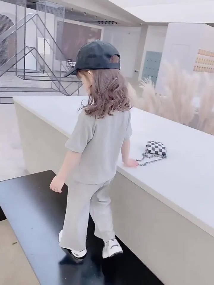 1Set Summer Baby Sets Children's Clothing Girls Kids Toddler Clothes Fashion T-shirt Top + Length Pants Adolescent Sport Clothes