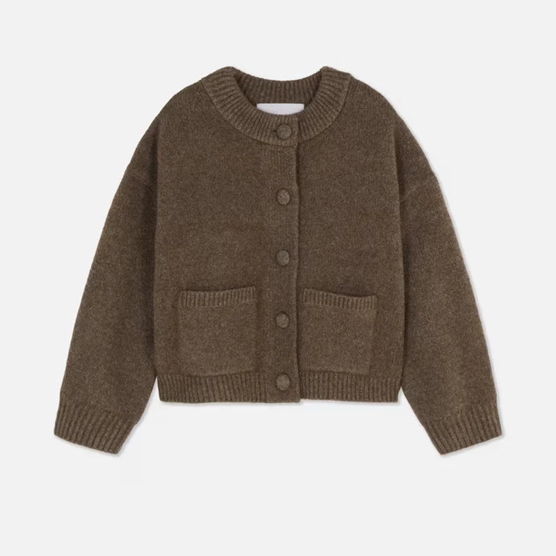 Casual Solid Knitted Sweater Women Street Single Breasted O-neck Full Sleeve Loose Open Stitch Female 2025 Autumn Lady Outwears