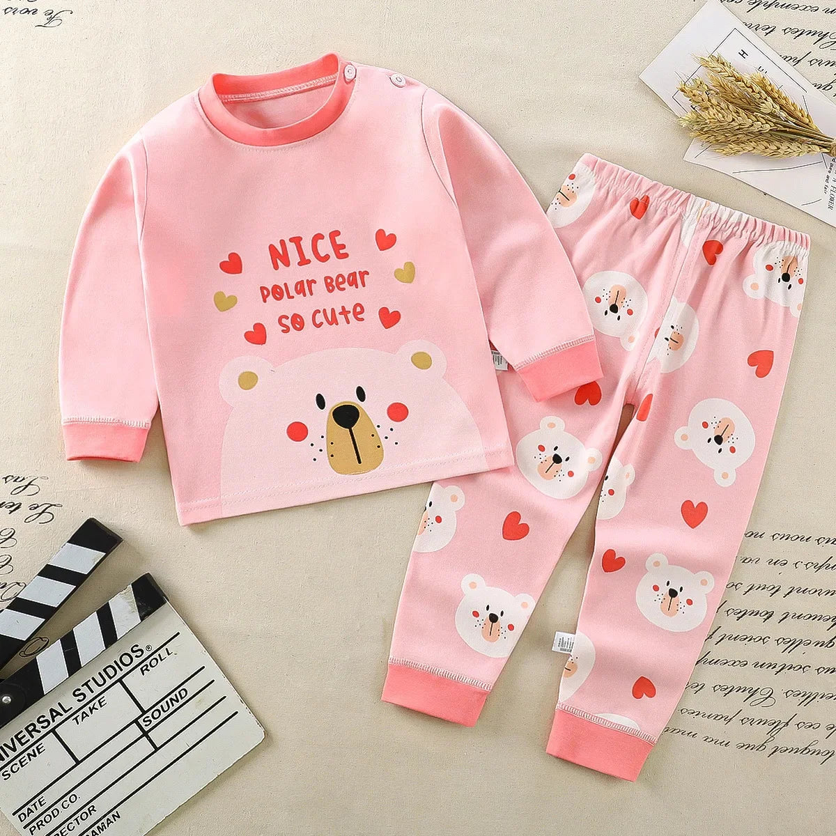 Kids Cotton Clothing Set Autumn Winter Pajamas Pants + Top Sleepwear for Boys Girls Christmas Gift