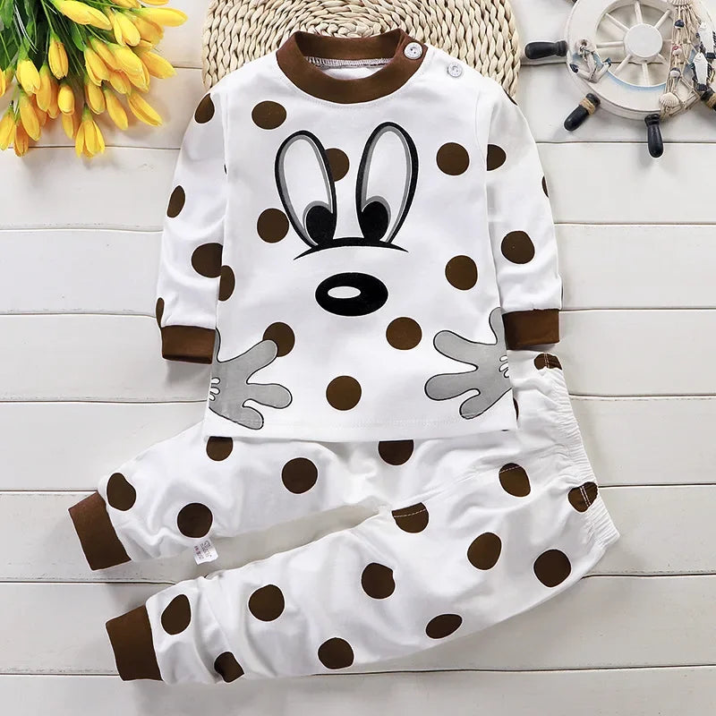 Kids Cotton Clothing Set Autumn Winter Pajamas Pants + Top Sleepwear for Boys Girls Christmas Gift