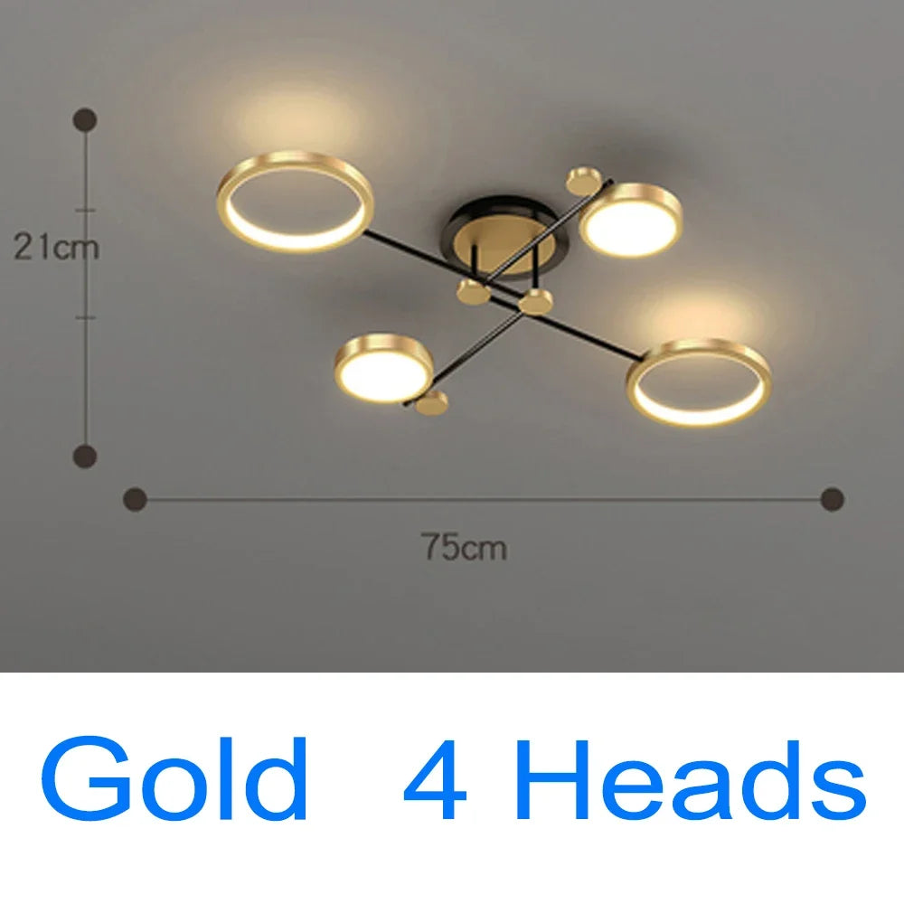 Nordic Postmodern Pendant Lights LED Lamp Gold Black Hanging Chandelier Ceiling Lights Dimming Remote Control Lighting Fixture