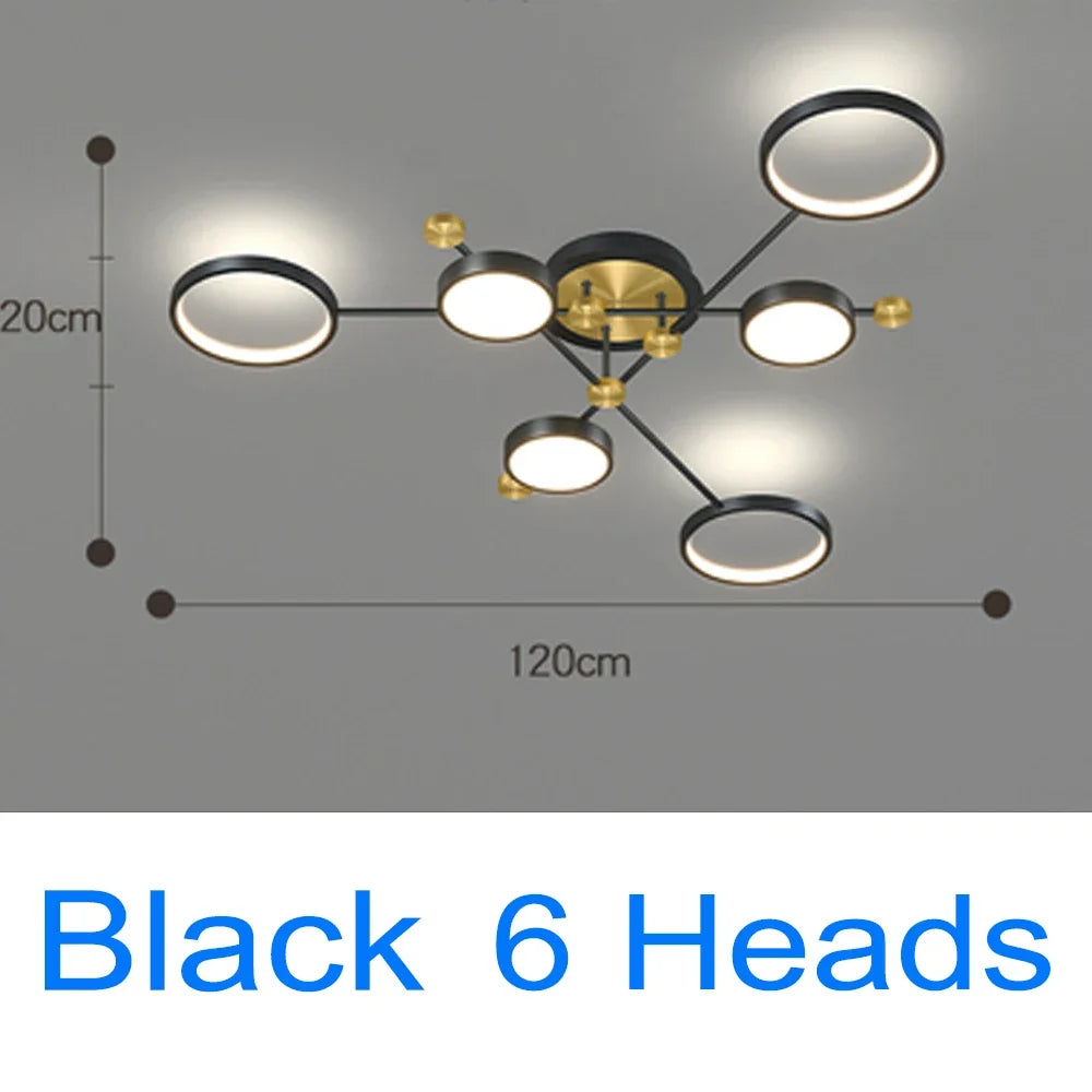 Nordic Postmodern Pendant Lights LED Lamp Gold Black Hanging Chandelier Ceiling Lights Dimming Remote Control Lighting Fixture