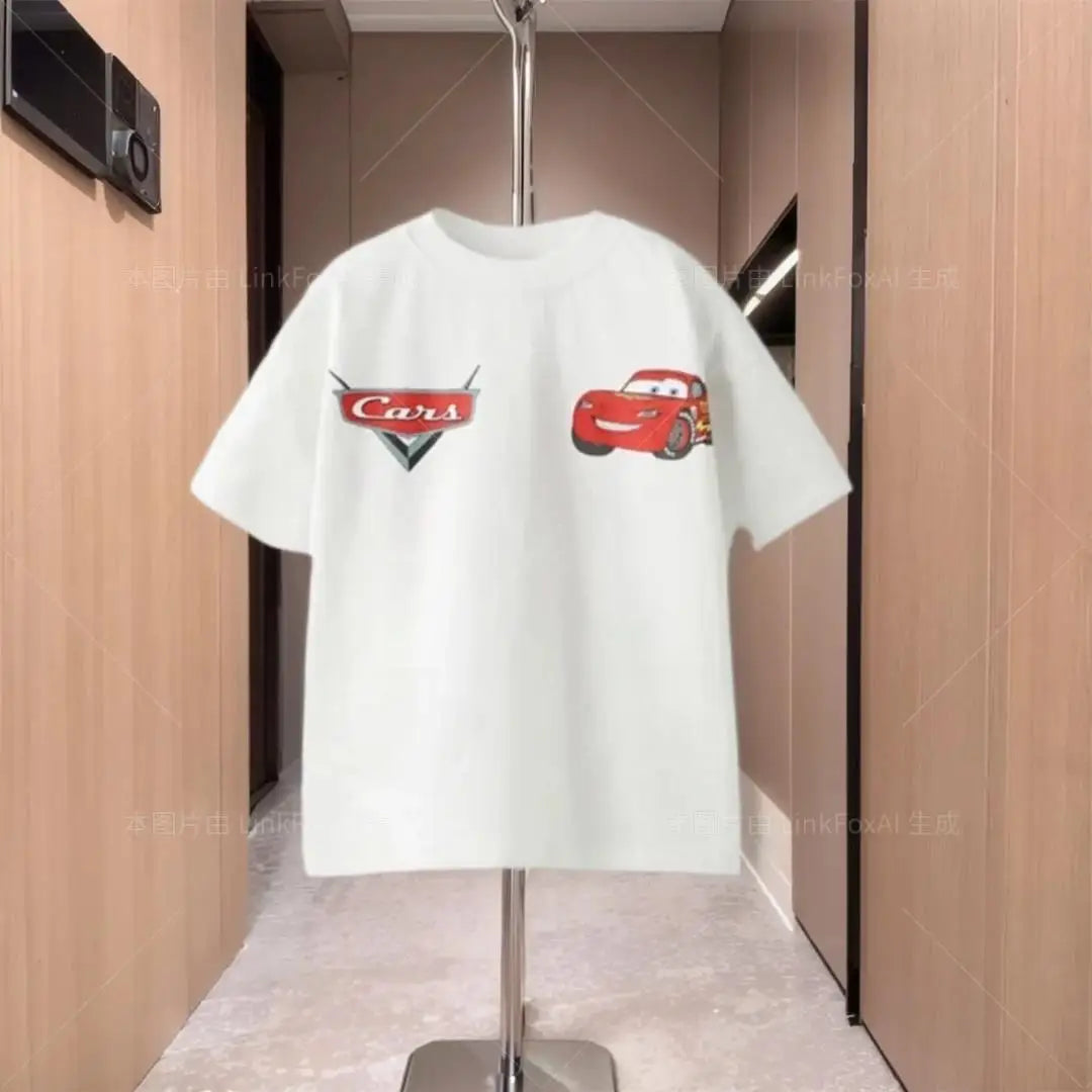 Disney Clothes Summer New Short Sleeve Tops Boys Cartoon Print Crewneck Base Shirt Children Fashion Wear Thin All-match Tees
