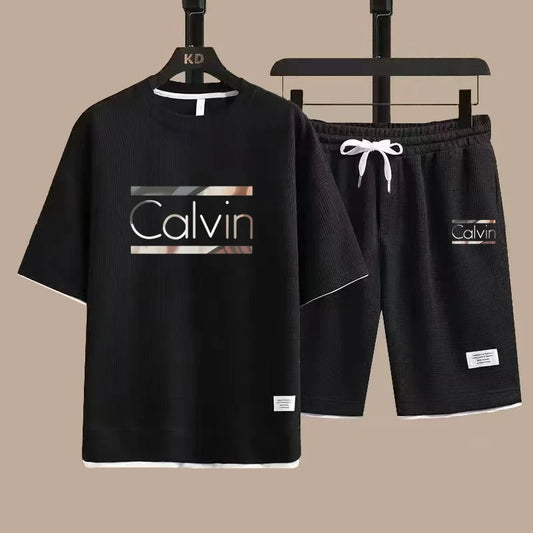 2025 new casual sportswear for men summer two-piece clothing short-sleeved round neck and shorts two fashionable clothes