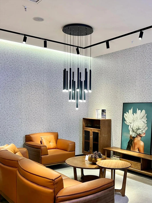 LED Pendant Light Creative Minimalist Attic Lighting Duplex Apartment Modern Light Luxurious Piral Cylinder Staircase Chandelier