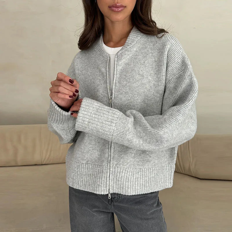 Casual Solid Knitted Sweater Women Street Single Breasted O-neck Full Sleeve Loose Open Stitch Female 2025 Autumn Lady Outwears