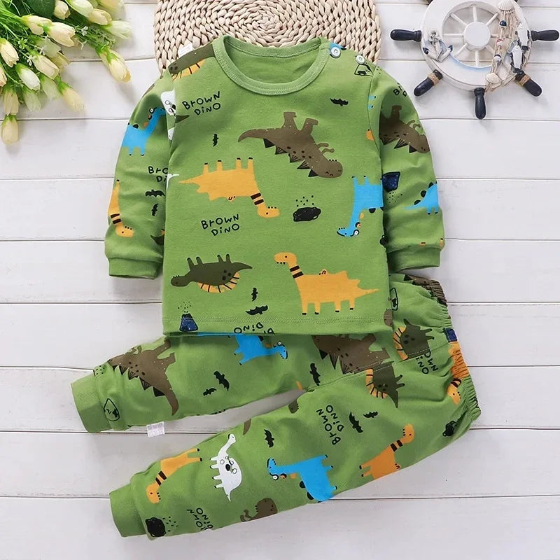 Kids Cotton Clothing Set Autumn Winter Pajamas Pants + Top Sleepwear for Boys Girls Christmas Gift