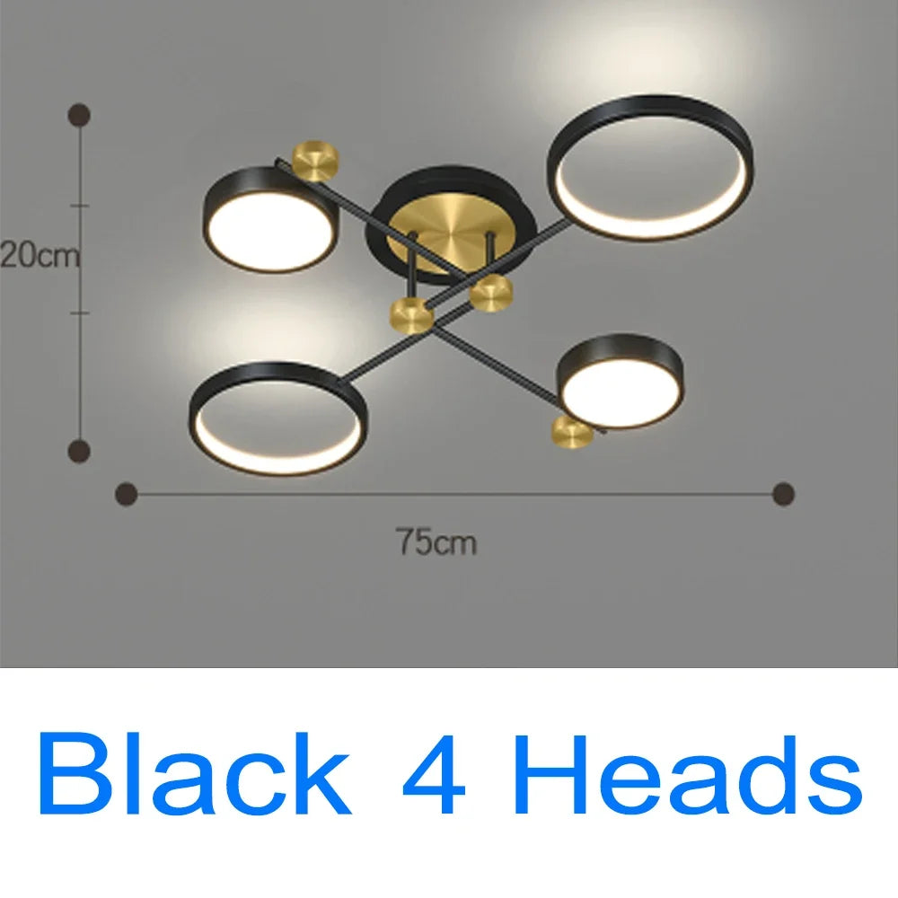 Nordic Postmodern Pendant Lights LED Lamp Gold Black Hanging Chandelier Ceiling Lights Dimming Remote Control Lighting Fixture