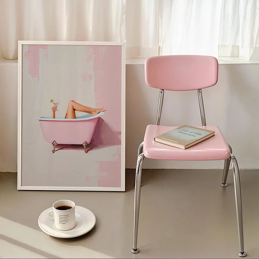 Funny Bathroom Wall Art Print Cute Pink Martini Decor Trendy Minimalist Girly Painting Canvas Home Decoration