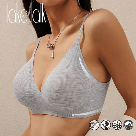 Women’s Seamless Deep V Neck Bralette – Sexy Push Up Wireless Bra, Lingerie Letter Strap Top, Comfortable Underwear for Women