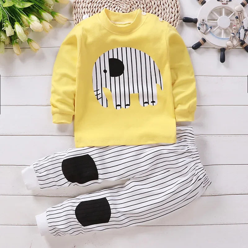Kids Cotton Clothing Set Autumn Winter Pajamas Pants + Top Sleepwear for Boys Girls Christmas Gift