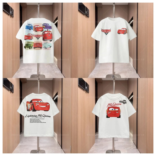 Disney Clothes Summer New Short Sleeve Tops Boys Cartoon Print Crewneck Base Shirt Children Fashion Wear Thin All-match Tees