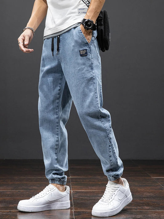 Men’s Cargo Jeans – Streetwear Baggy Denim Jogger Pants, Harem Trousers Plus Size