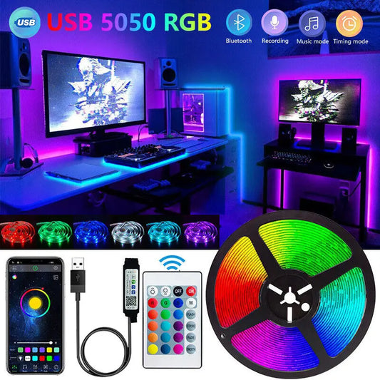 Bluetooth LED Strip Lights – Smart 5050 SMD RGB Light Strip with APP & Remote Control, Flexible Tape for TV, Gaming Room & Home Decor