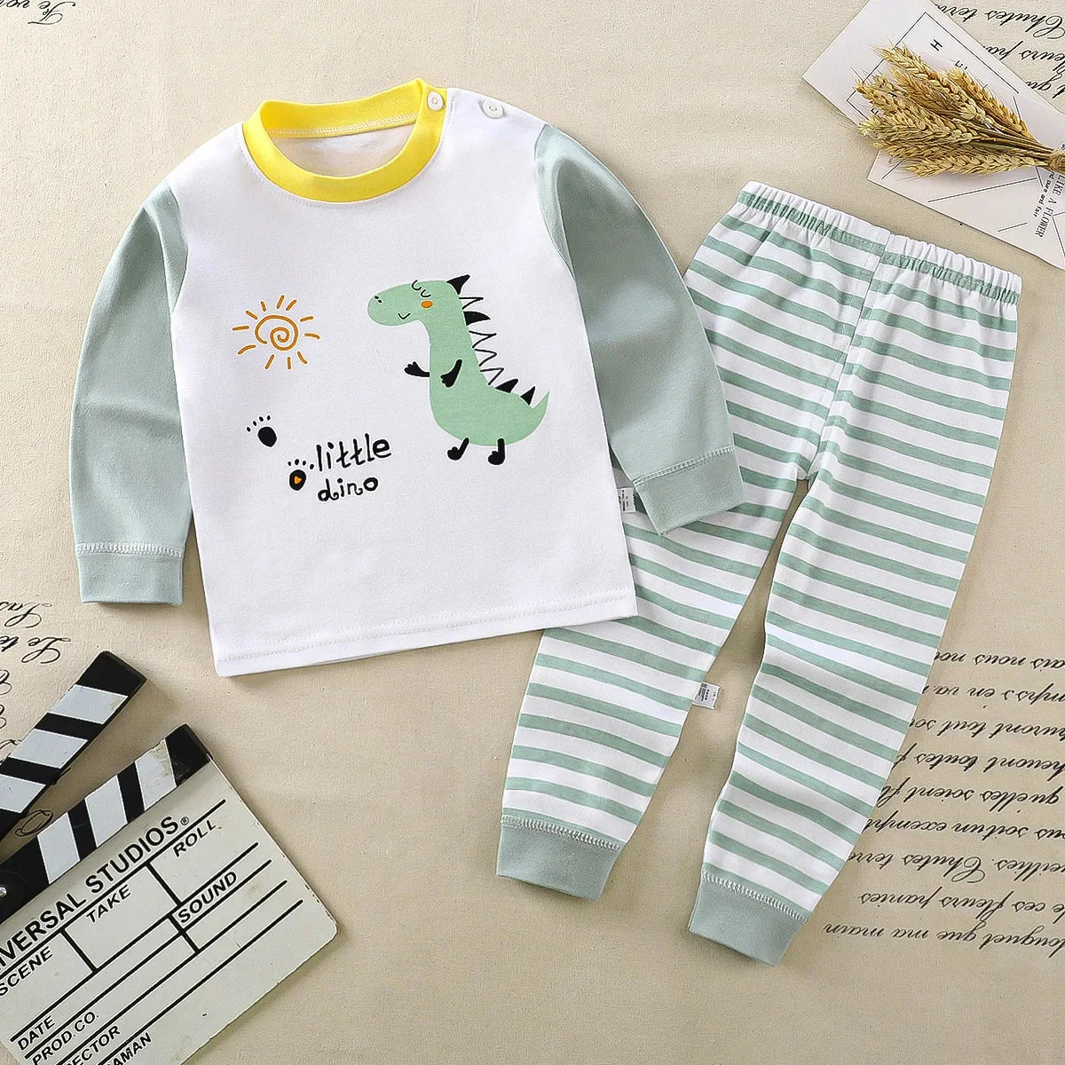 Kids Cotton Clothing Set Autumn Winter Pajamas Pants + Top Sleepwear for Boys Girls Christmas Gift