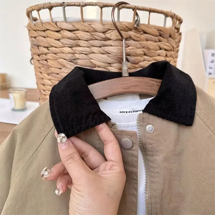 Kids Windbreaker 2025 Spring Autumn Korean Fashion Casual Jacket Simple Baggy Style