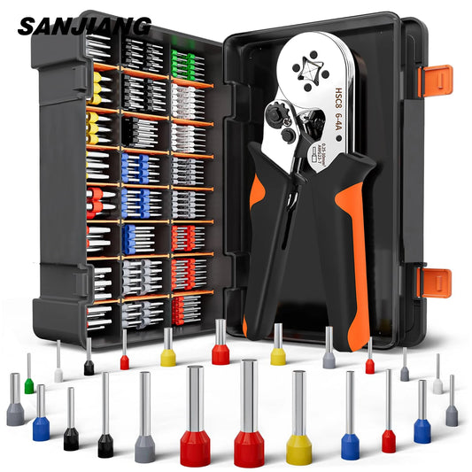 Ferrule Crimping Tool HSC8 6-4 / 6-6 – Mini Electrical Pliers for Wire Terminal Sleeves, 0.25-10mm² Hand Crimper Clamp for Cable Repair